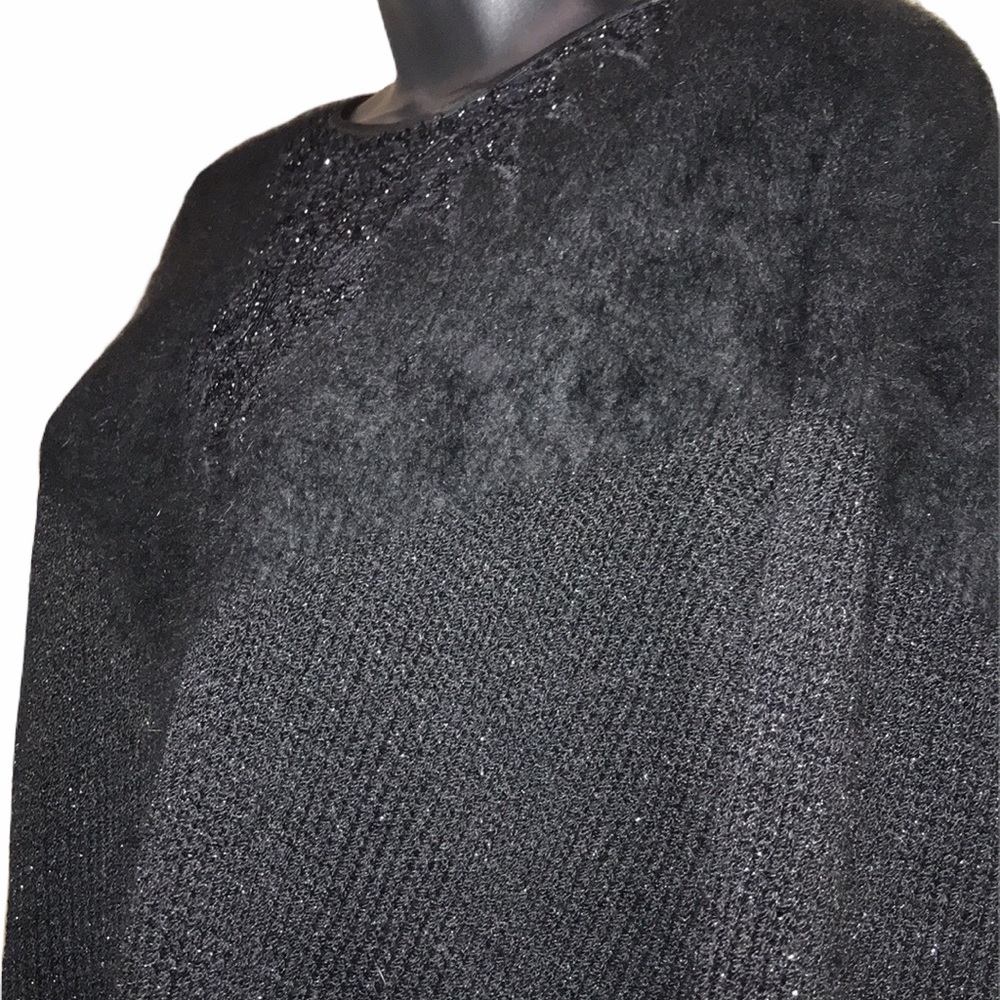 Vtg EUGENIA by Angenie Vintage Embellished Black Shimmer Sweater~S